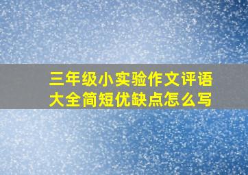 三年级小实验作文评语大全简短优缺点怎么写