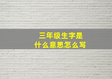 三年级生字是什么意思怎么写