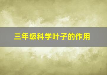 三年级科学叶子的作用