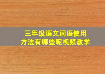 三年级语文词语使用方法有哪些呢视频教学