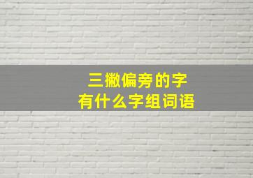 三撇偏旁的字有什么字组词语