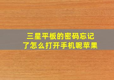 三星平板的密码忘记了怎么打开手机呢苹果