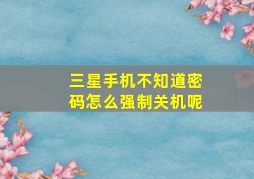 三星手机不知道密码怎么强制关机呢