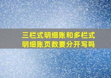 三栏式明细账和多栏式明细账页数要分开写吗