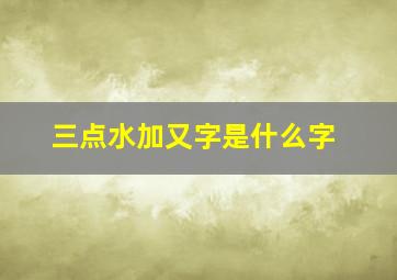 三点水加又字是什么字