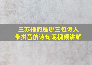 三苏指的是哪三位诗人带拼音的诗句呢视频讲解