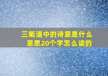 三衢道中的诗意是什么意思20个字怎么读的