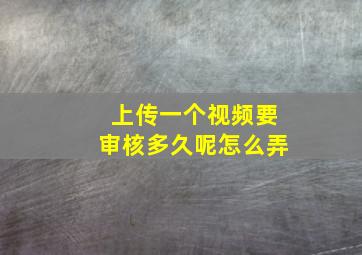 上传一个视频要审核多久呢怎么弄