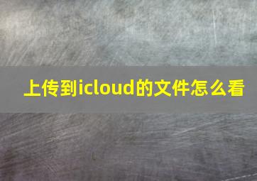 上传到icloud的文件怎么看