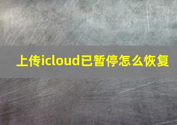 上传icloud已暂停怎么恢复