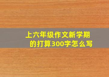 上六年级作文新学期的打算300字怎么写