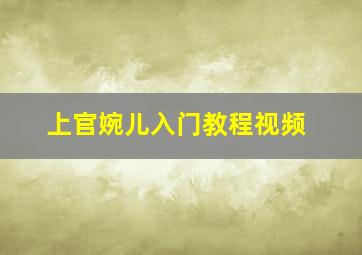 上官婉儿入门教程视频