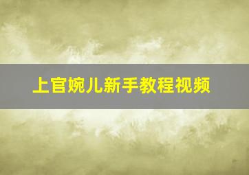 上官婉儿新手教程视频