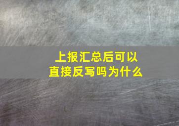 上报汇总后可以直接反写吗为什么