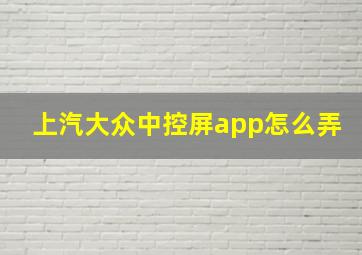 上汽大众中控屏app怎么弄