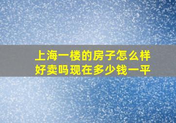 上海一楼的房子怎么样好卖吗现在多少钱一平