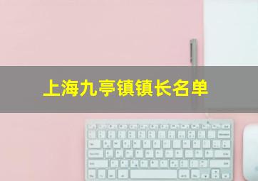 上海九亭镇镇长名单