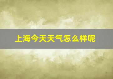 上海今天天气怎么样呢