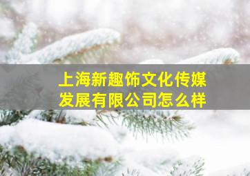 上海新趣饰文化传媒发展有限公司怎么样