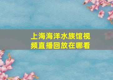 上海海洋水族馆视频直播回放在哪看