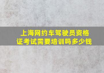 上海网约车驾驶员资格证考试需要培训吗多少钱