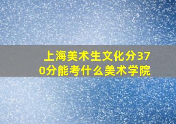 上海美术生文化分370分能考什么美术学院