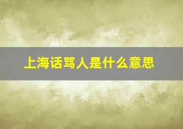 上海话骂人是什么意思