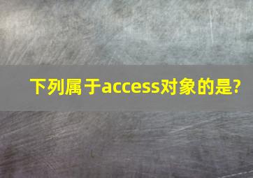 下列属于access对象的是?