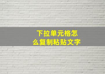 下拉单元格怎么复制粘贴文字