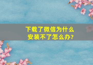 下载了微信为什么安装不了怎么办?