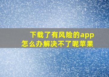 下载了有风险的app怎么办解决不了呢苹果