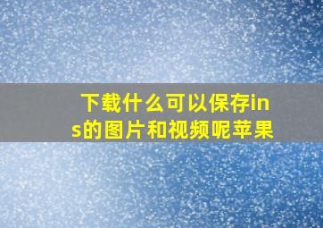 下载什么可以保存ins的图片和视频呢苹果