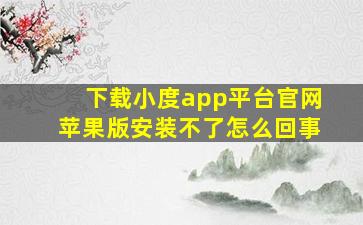 下载小度app平台官网苹果版安装不了怎么回事