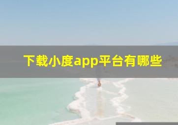 下载小度app平台有哪些