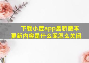 下载小度app最新版本更新内容是什么呢怎么关闭