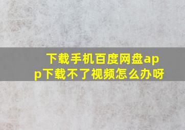 下载手机百度网盘app下载不了视频怎么办呀