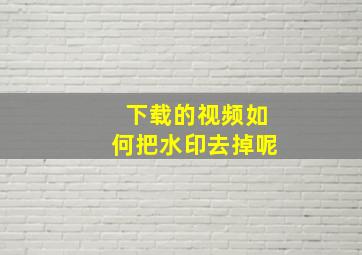 下载的视频如何把水印去掉呢