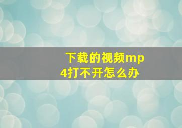 下载的视频mp4打不开怎么办