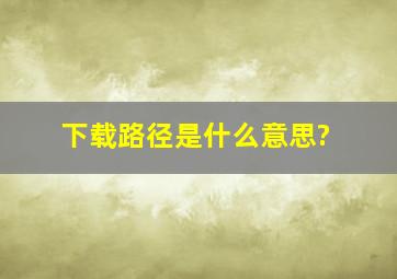 下载路径是什么意思?