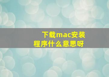 下载mac安装程序什么意思呀