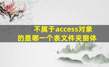 不属于access对象的是哪一个表文件夹窗体