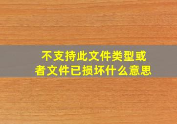 不支持此文件类型或者文件已损坏什么意思