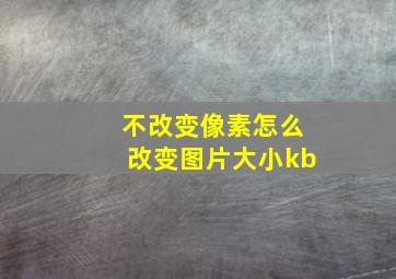 不改变像素怎么改变图片大小kb