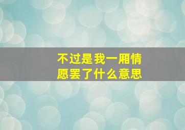 不过是我一厢情愿罢了什么意思