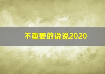 不重要的说说2020