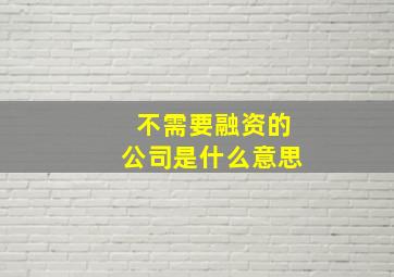 不需要融资的公司是什么意思