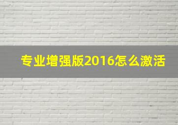 专业增强版2016怎么激活