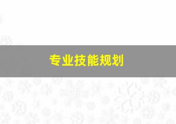 专业技能规划