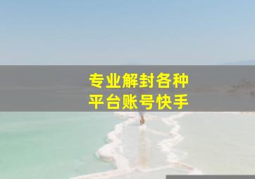 专业解封各种平台账号快手