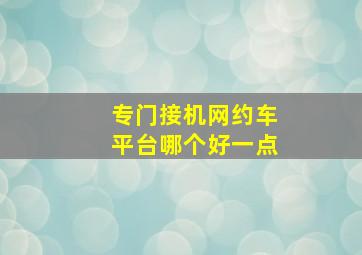 专门接机网约车平台哪个好一点